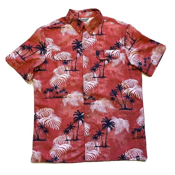 Chaps Button Down Shirt Mens Medium Tropical Short Sleeve Wicking Sun Protection - Picture 1 of 12
